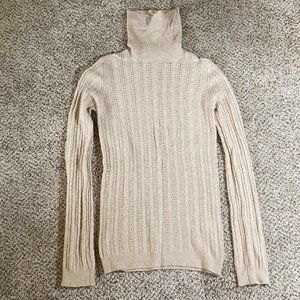 NEW BCBGMaxAzria Cable Knit Sweater Cashmere Blend Medium Tan Beige Top